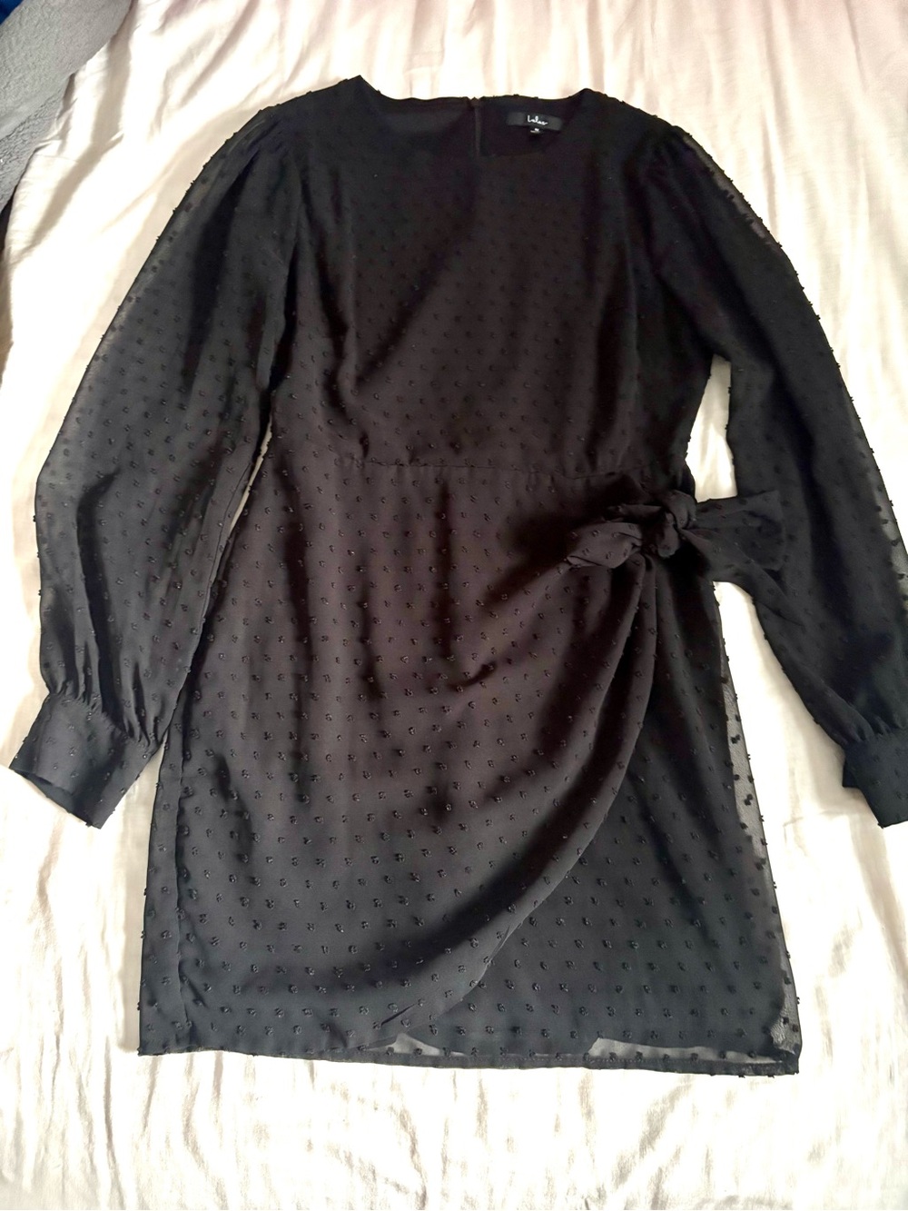 Lulu’s Women's Black Long-Sleeve Tie-Waist Dress